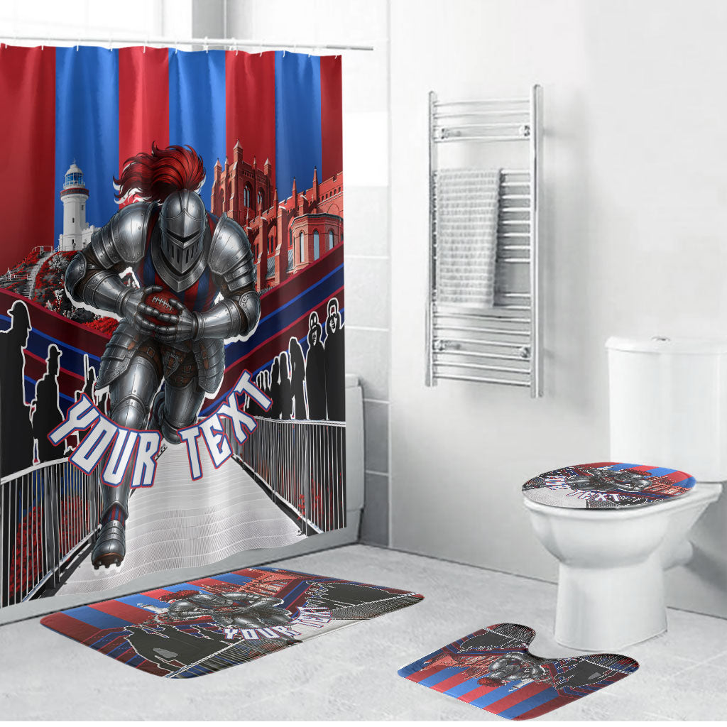 Personalised Newcastle Knights Rugby Bathroom Set Armored Knight Mascot City Landmark Graphic