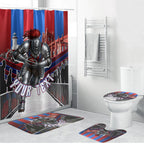 Personalised Newcastle Knights Rugby Bathroom Set Armored Knight Mascot City Landmark Graphic