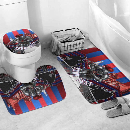 Personalised Newcastle Knights Rugby Bathroom Set Armored Knight Mascot City Landmark Graphic