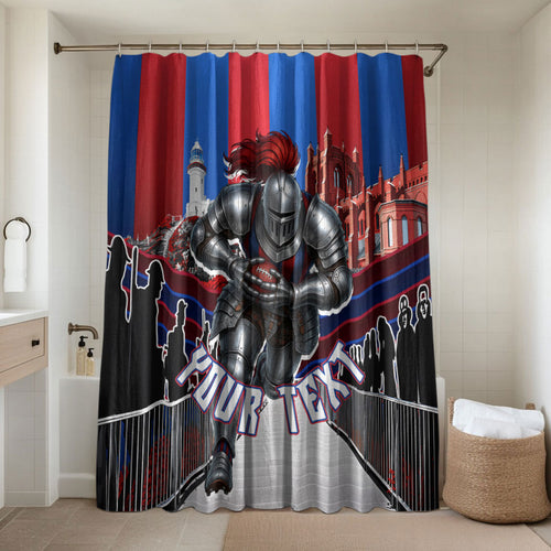 Personalised Newcastle Knights Rugby Bathroom Set Armored Knight Mascot City Landmark Graphic