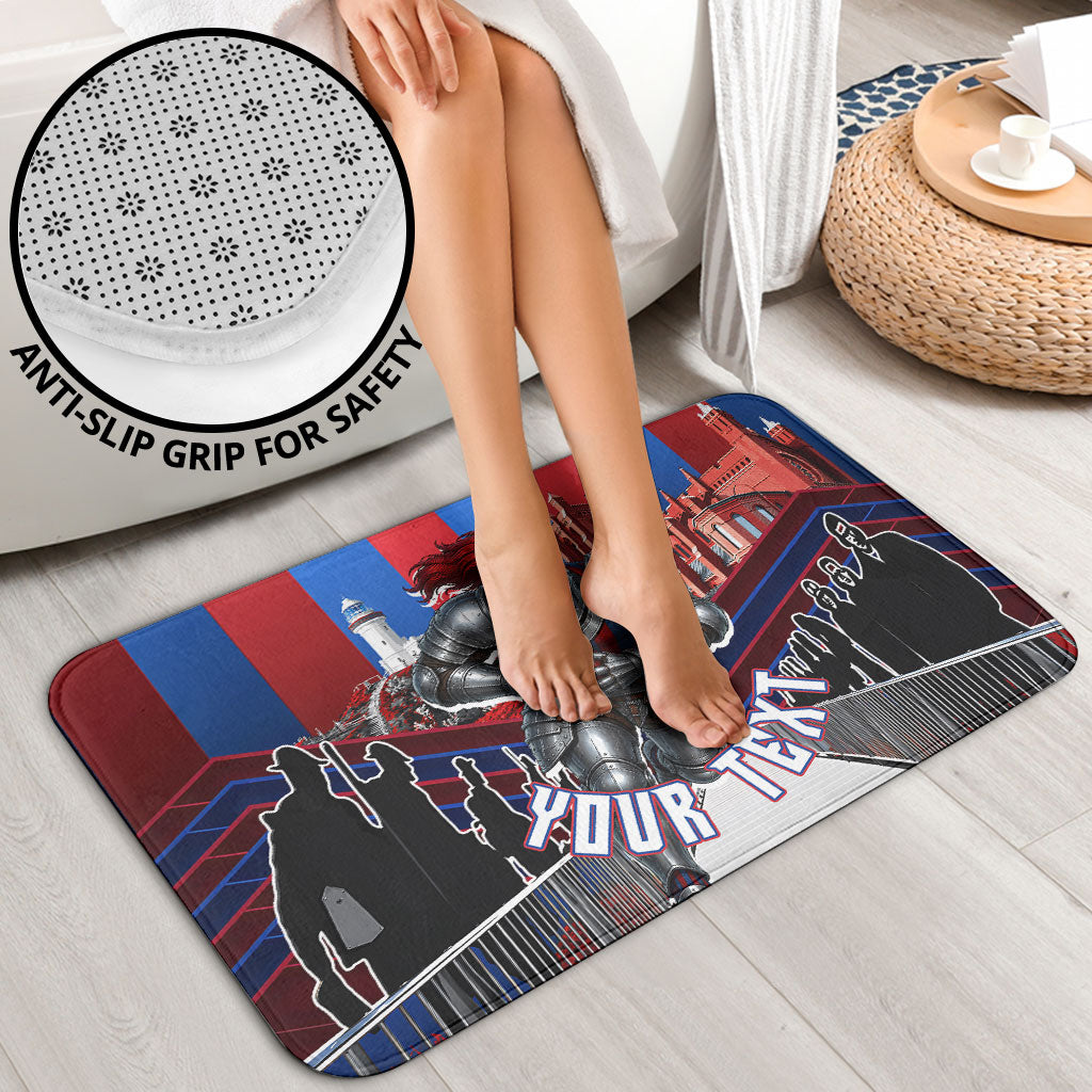 Personalised Newcastle Knights Rugby Bathroom Set Armored Knight Mascot City Landmark Graphic