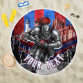 Personalised Newcastle Knights Rugby Beach Blanket Armored Knight Mascot City Landmark Graphic