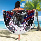 Personalised Newcastle Knights Rugby Beach Blanket Armored Knight Mascot City Landmark Graphic