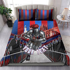 Personalised Newcastle Knights Rugby Bedding Set Armored Knight Mascot City Landmark Graphic