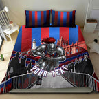 Personalised Newcastle Knights Rugby Bedding Set Armored Knight Mascot City Landmark Graphic
