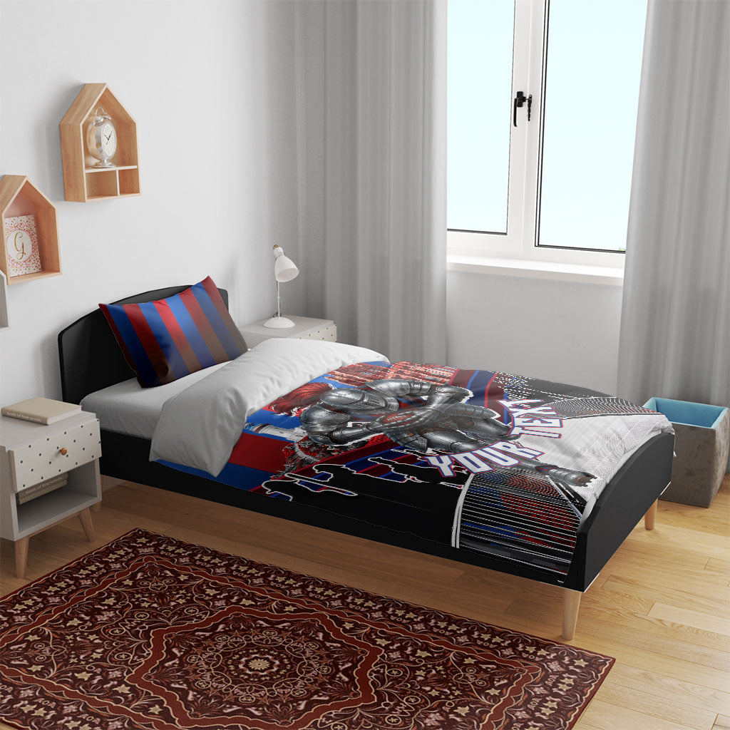 Personalised Newcastle Knights Rugby Bedding Set Armored Knight Mascot City Landmark Graphic