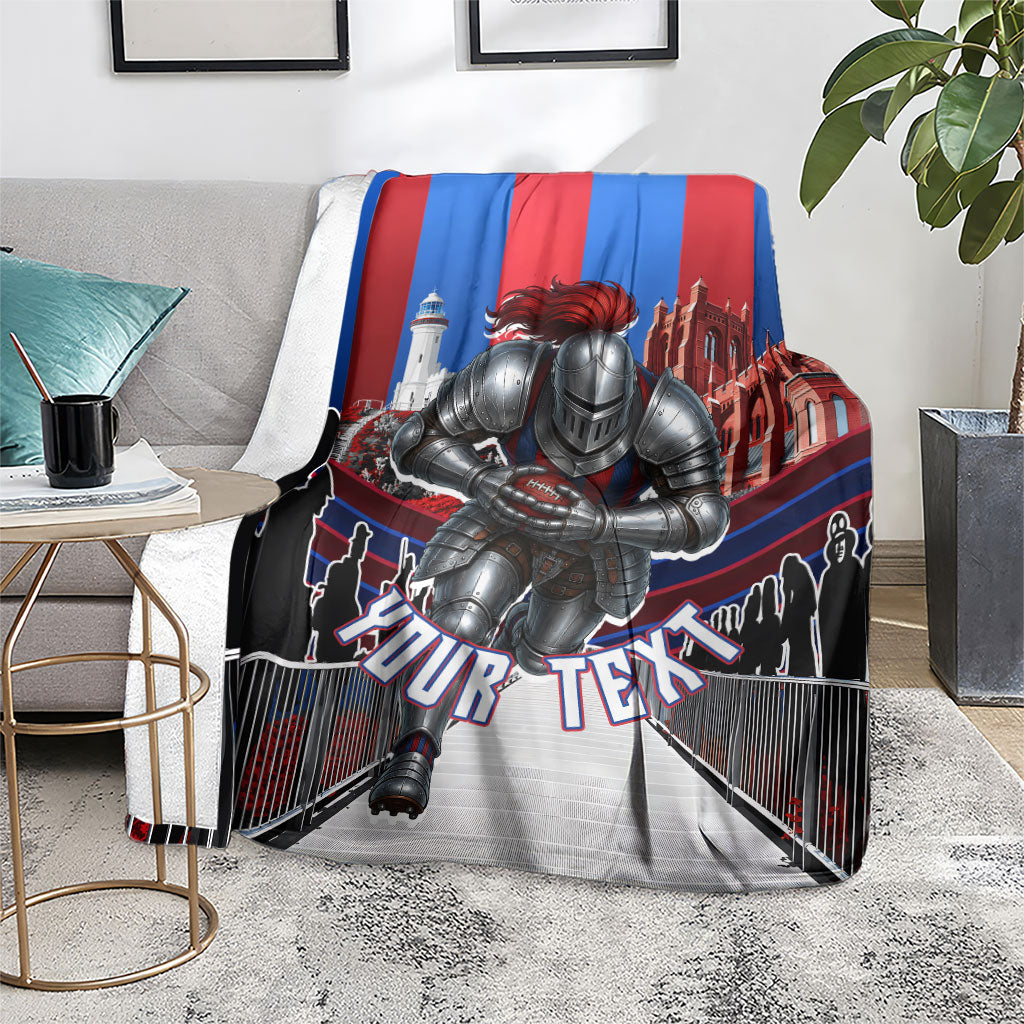 Personalised Newcastle Knights Rugby Blanket Armored Knight Mascot City Landmark Graphic