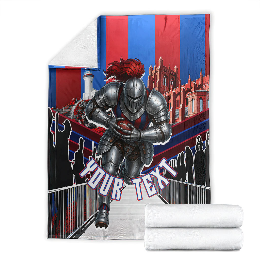 Personalised Newcastle Knights Rugby Blanket Armored Knight Mascot City Landmark Graphic