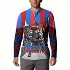 Personalised Newcastle Knights Rugby Button Sweatshirt Armored Knight Mascot City Landmark Graphic