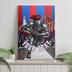 Personalised Newcastle Knights Rugby Canvas Wall Art Armored Knight Mascot City Landmark Graphic