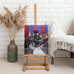 Personalised Newcastle Knights Rugby Canvas Wall Art Armored Knight Mascot City Landmark Graphic