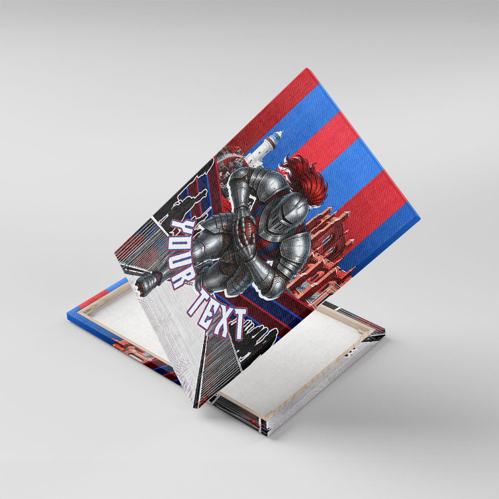 Personalised Newcastle Knights Rugby Canvas Wall Art Armored Knight Mascot City Landmark Graphic