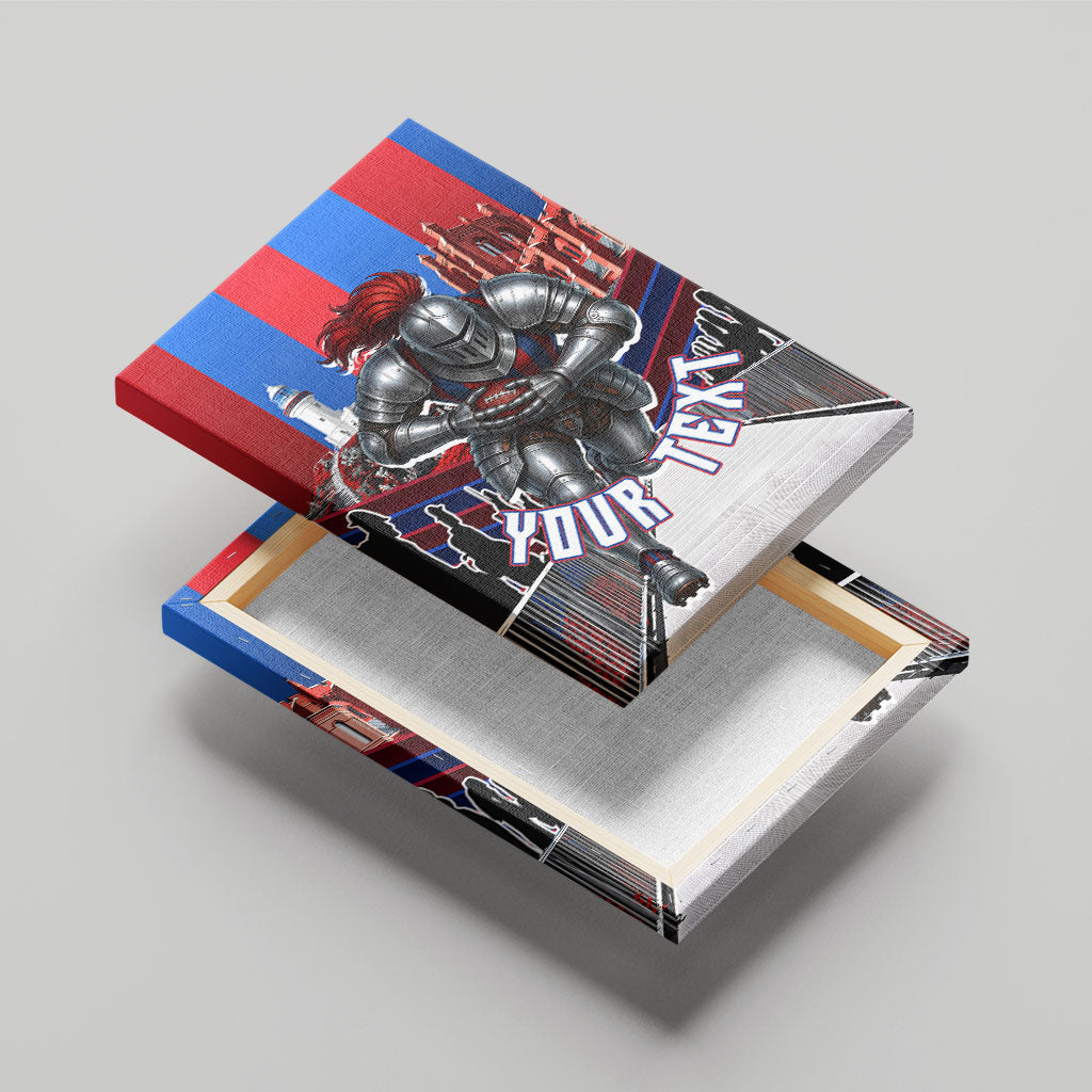 Personalised Newcastle Knights Rugby Canvas Wall Art Armored Knight Mascot City Landmark Graphic