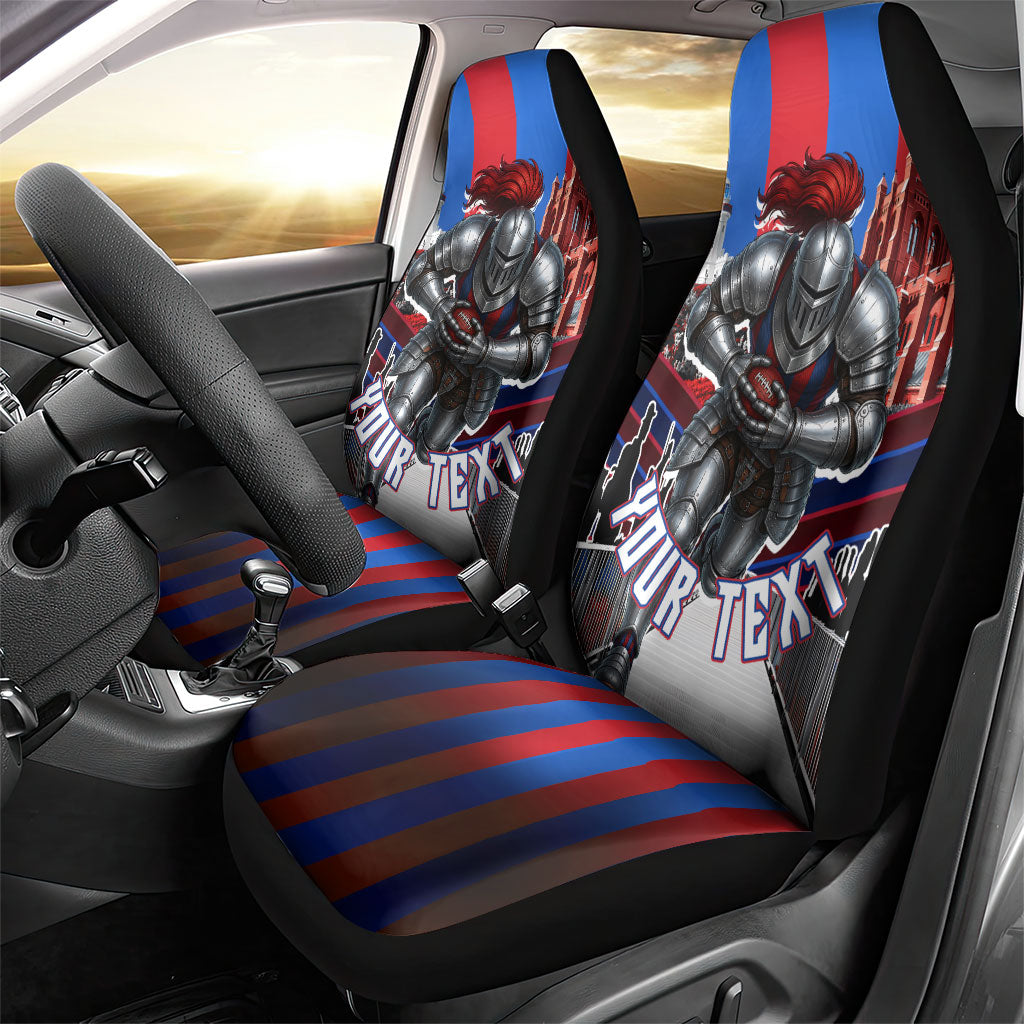 Personalised Newcastle Knights Rugby Car Seat Cover Armored Knight Mascot City Landmark Graphic