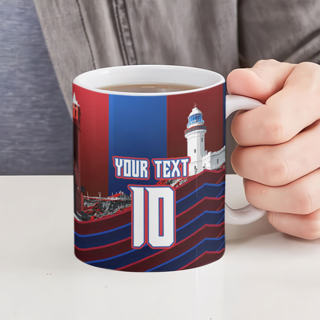 Personalised Newcastle Knights Rugby Ceramic Mug Armored Knight Mascot City Landmark Graphic
