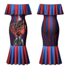 Personalised Newcastle Knights Rugby Couples Matching Mermaid Dress and Hawaiian Shirt Armored Knight Mascot City Landmark Graphic
