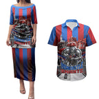 Personalised Newcastle Knights Rugby Couples Matching Puletasi and Hawaiian Shirt Armored Knight Mascot City Landmark Graphic