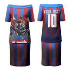 Personalised Newcastle Knights Rugby Couples Matching Puletasi and Hawaiian Shirt Armored Knight Mascot City Landmark Graphic