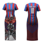 Personalised Newcastle Knights Rugby Couples Matching Short Sleeve Bodycon Dress and Long Sleeve Button Shirt Armored Knight Mascot City Landmark Graphic