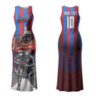 Personalised Newcastle Knights Rugby Couples Matching Tank Maxi Dress and Hawaiian Shirt Armored Knight Mascot City Landmark Graphic
