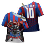 Personalised Newcastle Knights Rugby Cross Shoulder Shirt Armored Knight Mascot City Landmark Graphic