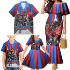 Personalised Newcastle Knights Rugby Family Matching Mermaid Dress and Hawaiian Shirt Armored Knight Mascot City Landmark Graphic