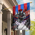 Personalised Newcastle Knights Rugby Garden Flag Armored Knight Mascot City Landmark Graphic
