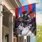 Personalised Newcastle Knights Rugby Garden Flag Armored Knight Mascot City Landmark Graphic