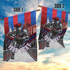 Personalised Newcastle Knights Rugby Garden Flag Armored Knight Mascot City Landmark Graphic
