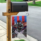 Personalised Newcastle Knights Rugby Garden Flag Armored Knight Mascot City Landmark Graphic