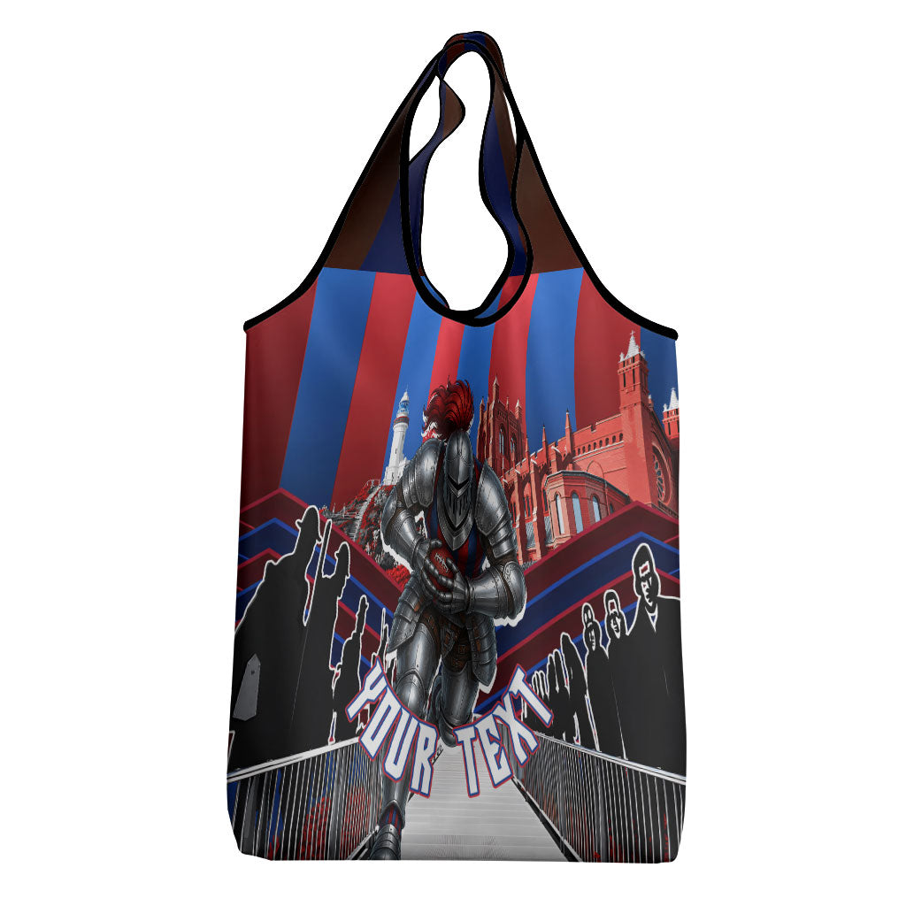 Personalised Newcastle Knights Rugby Grocery Bag Armored Knight Mascot City Landmark Graphic