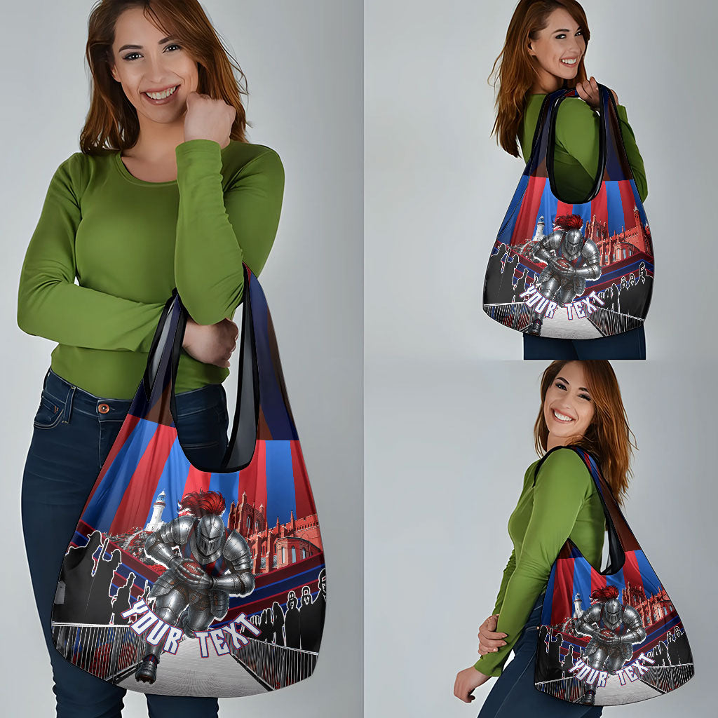 Personalised Newcastle Knights Rugby Grocery Bag Armored Knight Mascot City Landmark Graphic