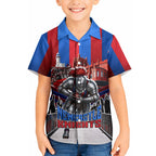 Personalised Newcastle Knights Rugby Hawaiian Shirt Armored Knight Mascot City Landmark Graphic