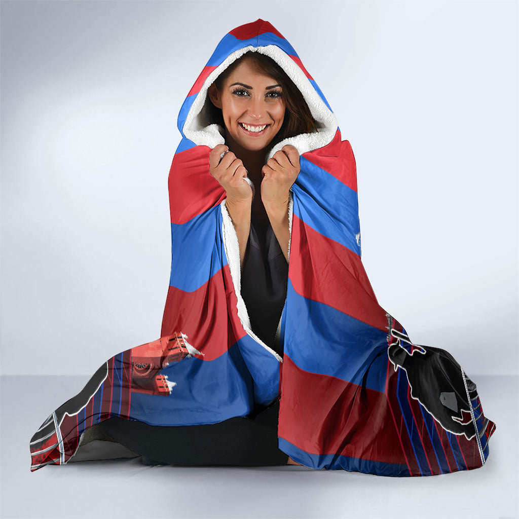 Personalised Newcastle Knights Rugby Hooded Blanket Armored Knight Mascot City Landmark Graphic