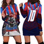 Personalised Newcastle Knights Rugby Hoodie Dress Armored Knight Mascot City Landmark Graphic