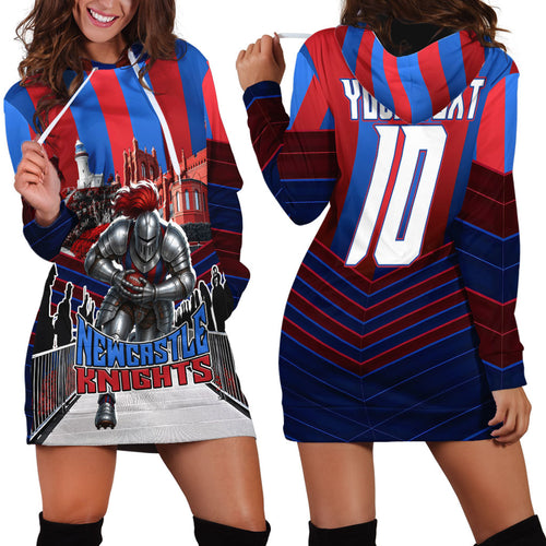 Personalised Newcastle Knights Rugby Hoodie Dress Armored Knight Mascot City Landmark Graphic