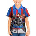 Personalised Newcastle Knights Rugby Kid Hawaiian Shirt Armored Knight Mascot City Landmark Graphic