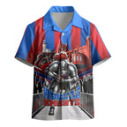 Personalised Newcastle Knights Rugby Kid Hawaiian Shirt Armored Knight Mascot City Landmark Graphic
