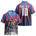 Personalised Newcastle Knights Rugby Kid Hawaiian Shirt Armored Knight Mascot City Landmark Graphic