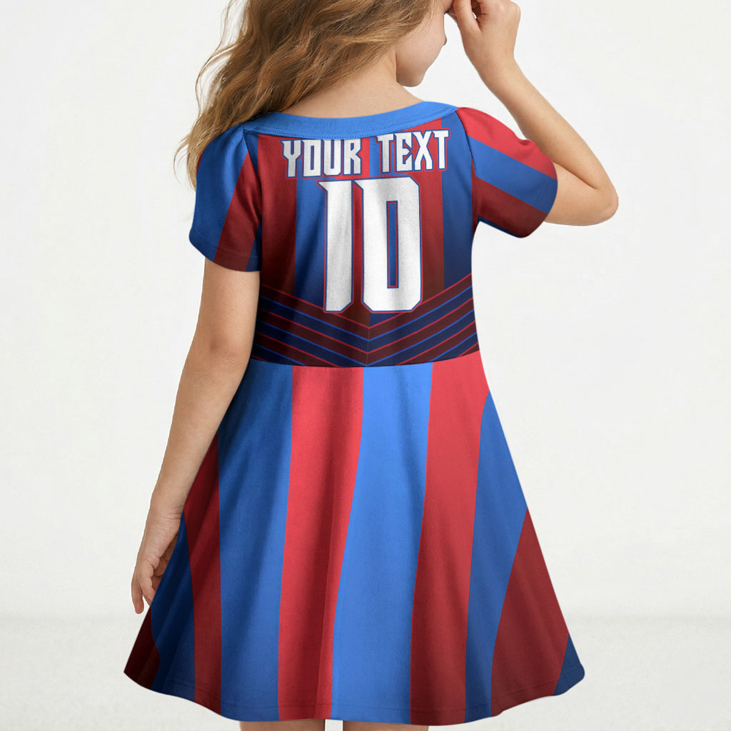 Personalised Newcastle Knights Rugby Kid Short Sleeve Dress Armored Knight Mascot City Landmark Graphic
