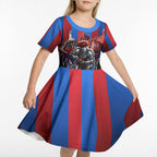 Personalised Newcastle Knights Rugby Kid Short Sleeve Dress Armored Knight Mascot City Landmark Graphic