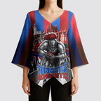 Personalised Newcastle Knights Rugby Kimono Sleeve Blouse Armored Knight Mascot City Landmark Graphic