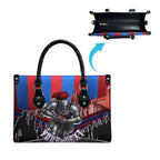 Personalised Newcastle Knights Rugby Leather Bag Armored Knight Mascot City Landmark Graphic