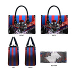Personalised Newcastle Knights Rugby Leather Bag Armored Knight Mascot City Landmark Graphic