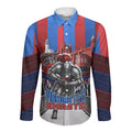 Personalised Newcastle Knights Rugby Long Sleeve Button Shirt Armored Knight Mascot City Landmark Graphic