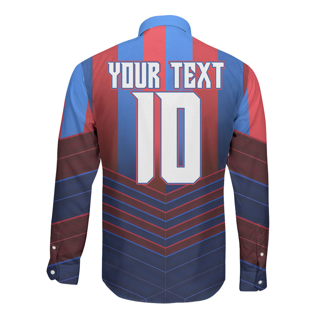 Personalised Newcastle Knights Rugby Long Sleeve Button Shirt Armored Knight Mascot City Landmark Graphic