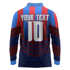 Personalised Newcastle Knights Rugby Long Sleeve Polo Shirt Armored Knight Mascot City Landmark Graphic