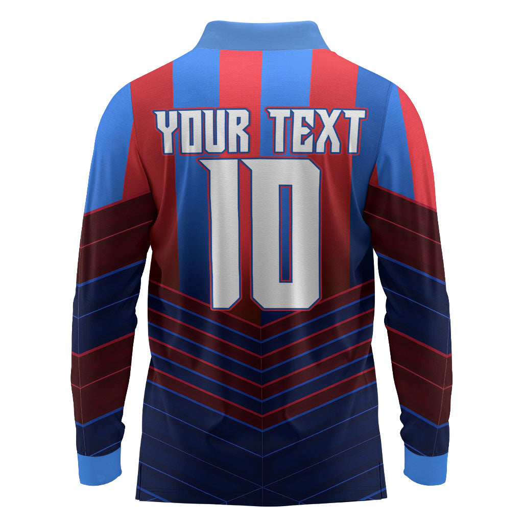 Personalised Newcastle Knights Rugby Long Sleeve Polo Shirt Armored Knight Mascot City Landmark Graphic