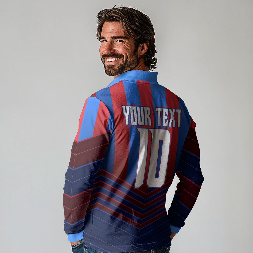 Personalised Newcastle Knights Rugby Long Sleeve Polo Shirt Armored Knight Mascot City Landmark Graphic