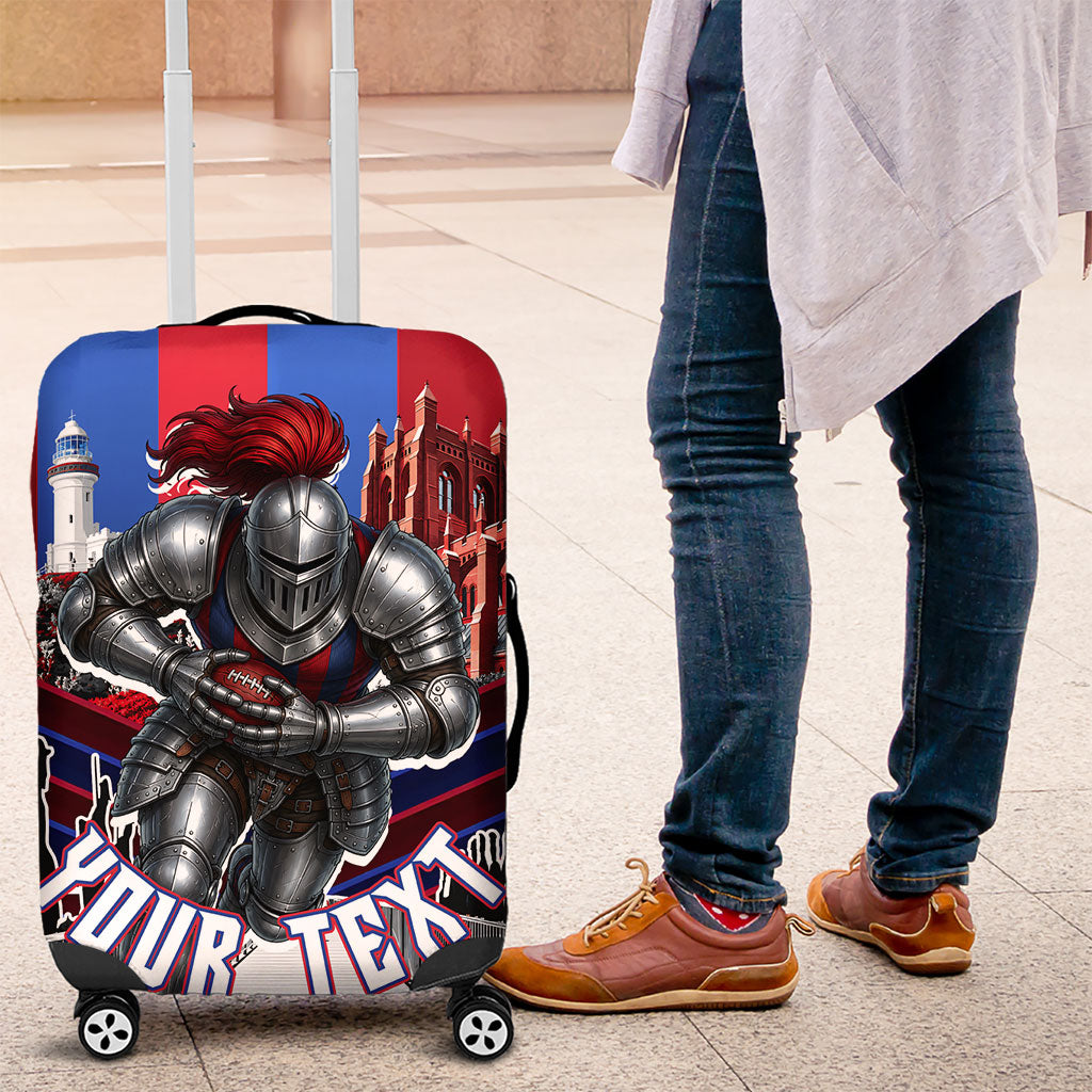 Personalised Newcastle Knights Rugby Luggage Cover Armored Knight Mascot City Landmark Graphic